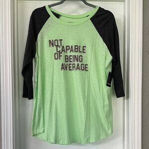 Torrid Green & Dark Grey  Raglan Women's Top with Graphic